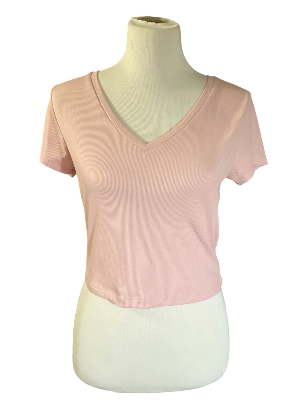Women's V-Neck Crop Top in Light Pink